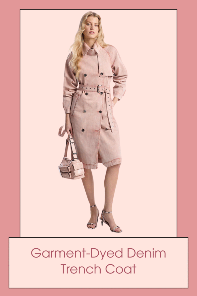 Infinitely versatile and effortlessly stylish, this denim trench coat is garment-dyed for a muted rosewater hue that softens with each wear—no stiff break-in period required. The mid-thigh length provides coverage without bulk, and the ridged lapels add subtle texture. Wear it open over a slip dress and sneakers for weekend errands, or belted with tailored trousers and loafers for polished casual Fridays.

