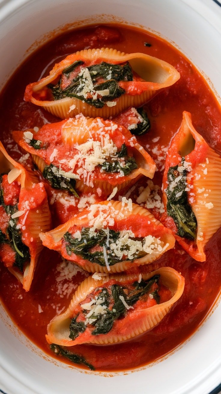 Ricotta and Spinach Stuffed Shells with Marinara Sauce