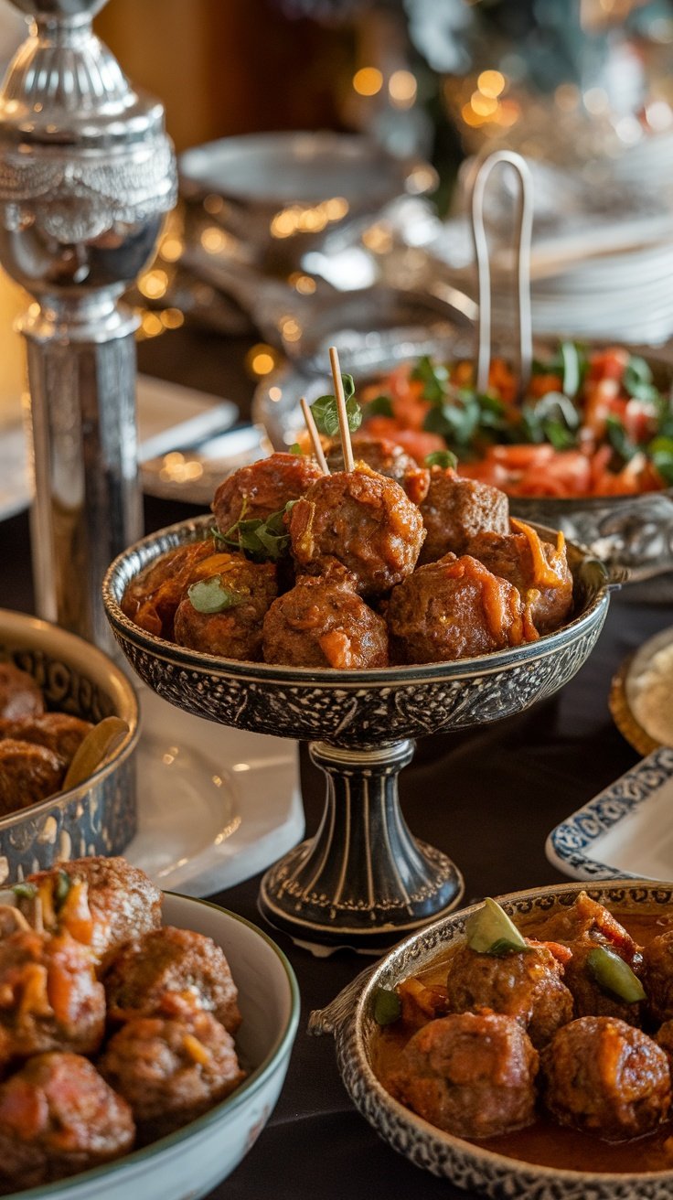 Savory meatballs with a tangy sauce served in elegant bowls