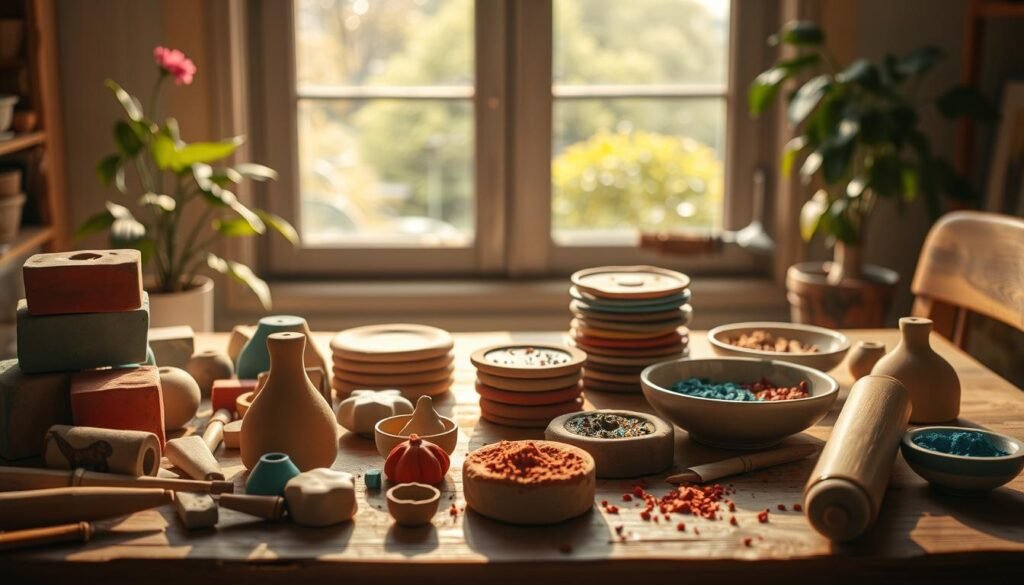 homemade clay coaster craft materials